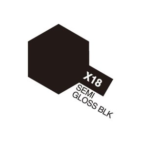 X-18 Semi Gloss Black, Acrylic Mini 10 ml (penselmaling, blank) - Tamiya